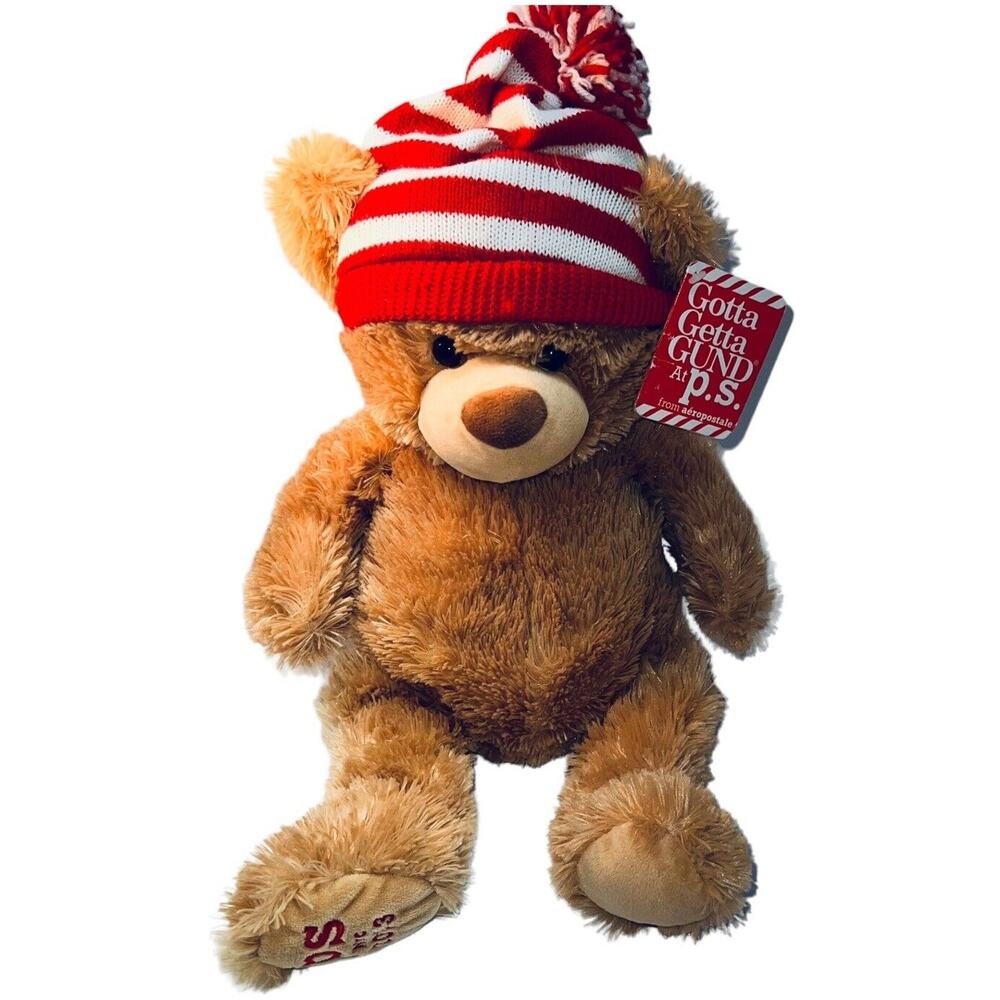 GUND Aeropostale Teddy Bear Plush 15" Limited Edition 2013 Winter Hat
